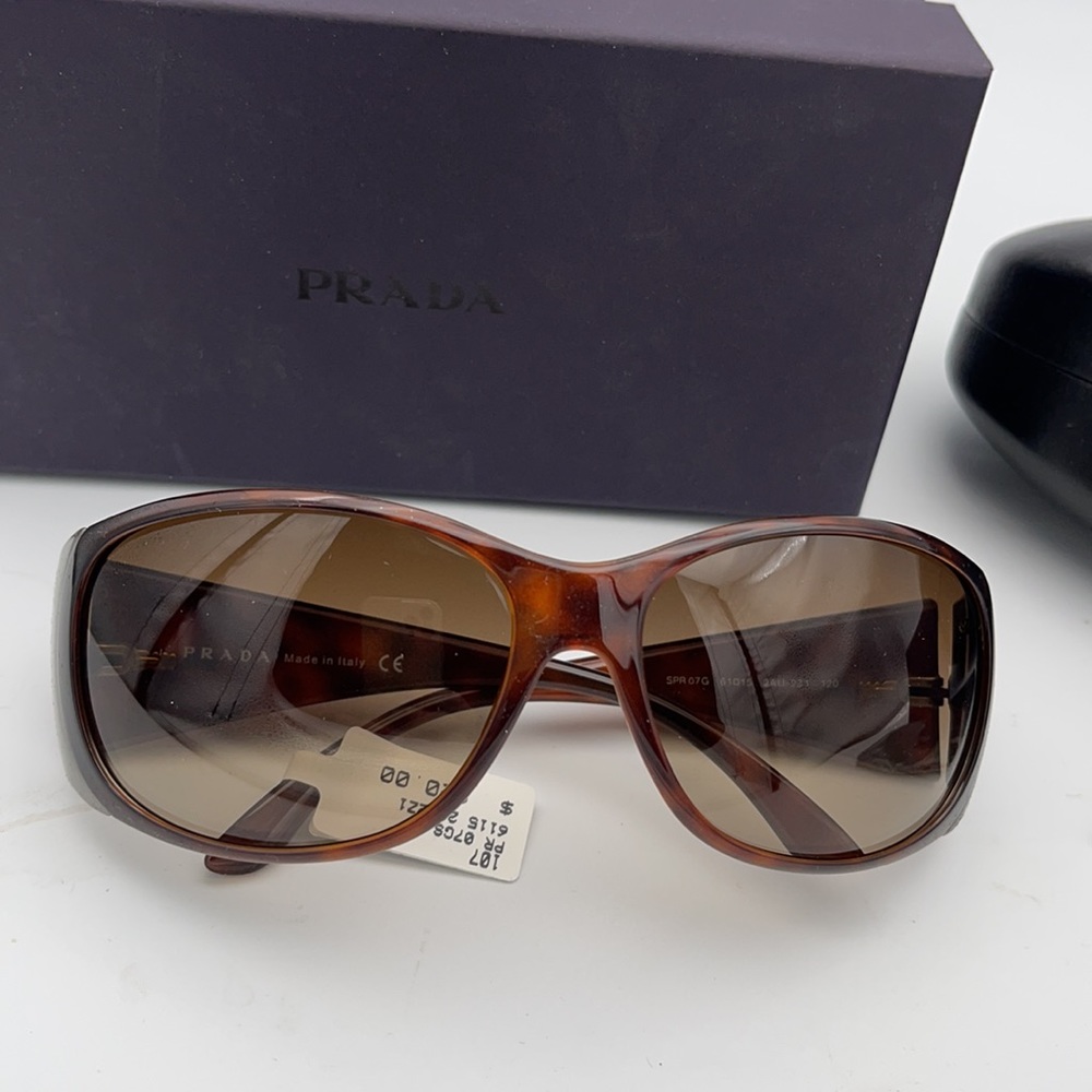 PRADA Tortoise Brown Sunglasses Case Box Card Cloth NEW - Picture 5 of 6